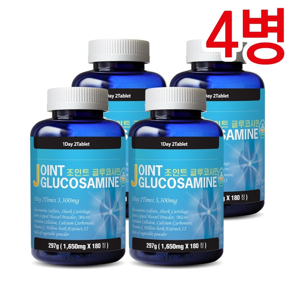 통라이프-조인트글루코사민 180정-상어연골+칼슘+초록입홍합-관절건강-4병