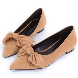 프렌치 베이지 리본 스웨이드 플랫슈즈(225~250사이즈까지)[세무 낮은굽 구두 단화 푹신한 쿠션 스틸레토 뾰족 봄 가을 겨울 발 편한 수제화 명품보세 고급 브랜드 디자이너 데일리