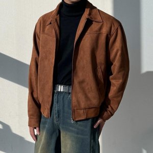 하이버 고퀄리티 스웨이드 크롭 트러커 자켓