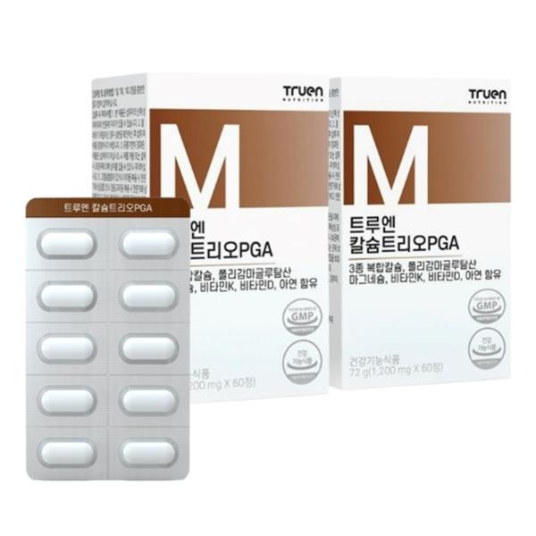<b>트루엔 칼슘</b> 트리오PGA 120정 마그네슘 아연 비타민D 비타민K 칼마디아