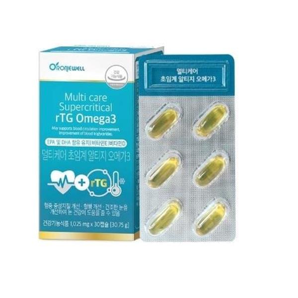 <b>로니웰</b> <b>로니웰</b> 멀티케어 초임계 알티지 <b>오메가3</b> 1025mg 30캡슐
