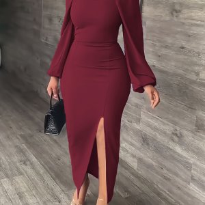 봄신상,뉴 유럽 및 미국 스타일 패션 슬리밍 스플릿 롱 슬리브 드레스 트렌드, 원피스,홀복