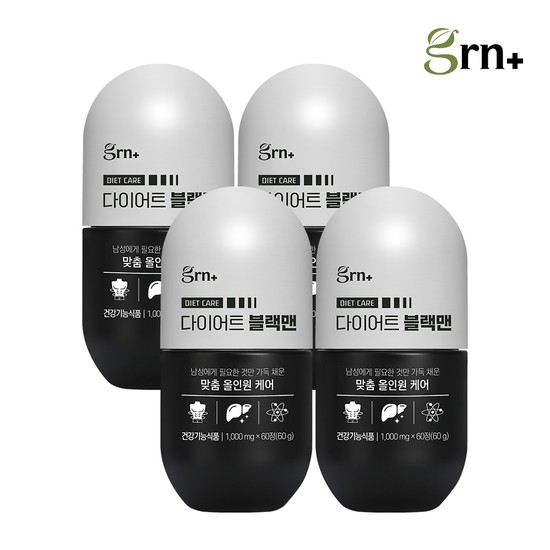 <b>GRN</b> 남성 올인원 <b>간 건강</b> 다이어트 블랙맨 2+2 (60+60일분)  60정  4개
