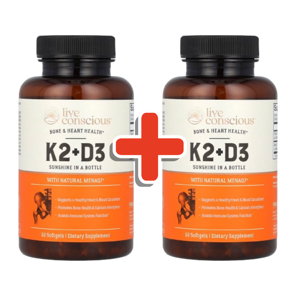1+1 라이브컨셔스 <b>비타민 K2</b> D3 60캡슐 <b>Live Conscious</b>  60정  2개