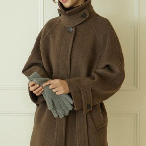 [논로컬] Raglan Belted Wool Half Coat - Brown 진한갈색 N24WTOT001BR