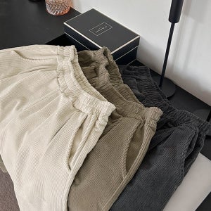 [기획세일20%]메튜 코듀로이 핀턱 밴딩 배기팬츠