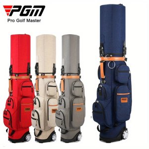 PGM 프로 골프 마스터 다기능 트롤리 가방 - 패스워드 잠금, 내구성 있는 옥스포드 천, 여러 포켓, 조절 가능한 스트랩, 빨간색, 베이지, 회색 및 해군 파란색 옵션, 골프