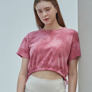 포머티브 FORMATIVE (FMST402)타이다이 프린트 셀프 타이 크롭탑_라즈베리타이다이 탑