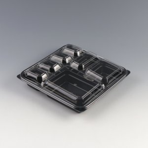 KS-0307검정 7칸 도시락용기규격:240*240mm (높이 35mm)수량 300개(세트)