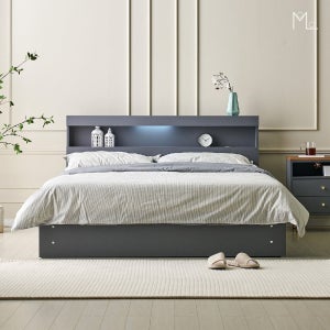 [모로] 스윗 3단 LED 조명 USB 콘센트 퀸 침대 프레임 서랍 벙커 수납 Q 1인 원룸 매트리스별도