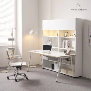 홈즈 E0 LED 수납 책장+책상K세트 1600 E132