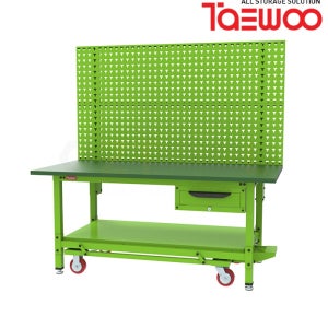 태우산업 메라우드 작업대 (TW18-1DM-2P) 리프트 선반 철제다이 작업책상 산업 테이블