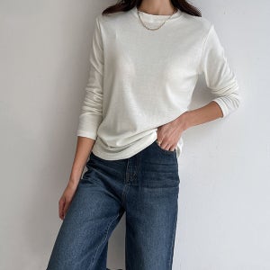 캔마트 여성여자베이직라운드기모티셔츠