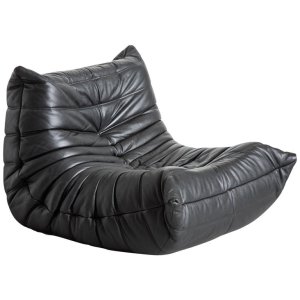 Ligne Roset TOGO FIRESIDE CHAIR - leather bean bag with removable cover (Category - Leather | X) 851