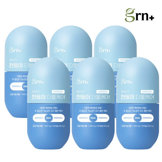 <b>GRN 프로바이오틱스</b> 생유산균 쾌변엔 천둥이 더블케어 3+3 (42+42일분)