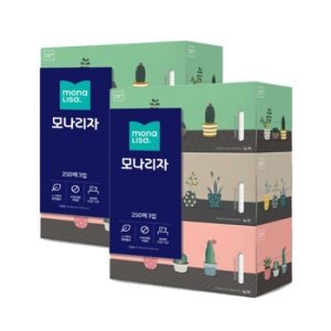 모나리자 모나리자 미용티슈 250매 3입 2팩 각티슈 갑티슈 화장지 휴지_JS
