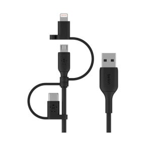 [벨킨] 벨킨 부스트업 3in1 USB-C타입 + 라이트닝 + 마이크로 5핀 충전 케이블 1M CAC001bt1M