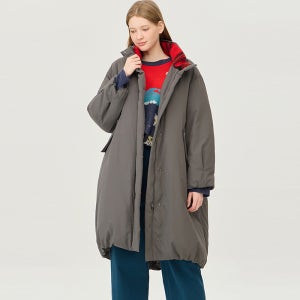 [베네통]2024 WINTER 체크 미디 덕 다운 패딩 BAPDG3461DG