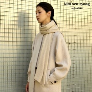 김서룡 시그니처 24FW 화이트 소모 캐시미어100% 니트 머플러 TV상품