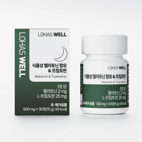 <b>로하스웰</b> 식물성 멜라토닌 2mg 트립토판 30정 3개