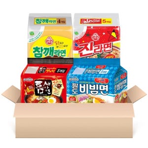 팔도 오뚜기 베스트팩 총 19봉 (팔도비빔5+틈새빨계5+진매5+참깨4) / 봉지라면