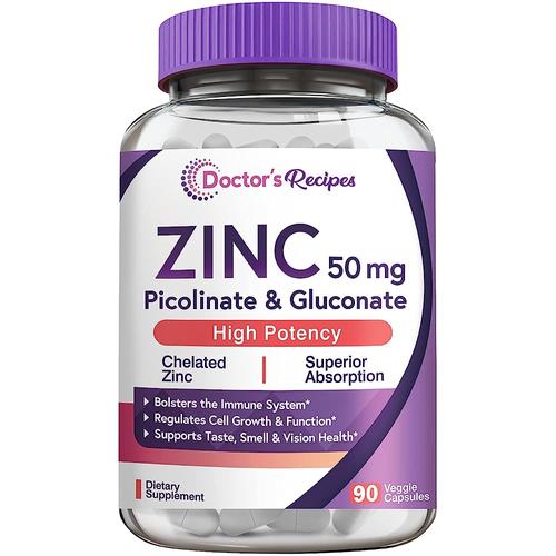 [아마존 공식]닥터스<b>레시피 아연</b> 50mg 피콜리네이트 글루코네이트 캡슐 90정