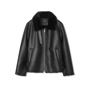 [애드호크] (ADHOC) 남성 하이넥 가죽 무스탕 BLACK HABMU11
