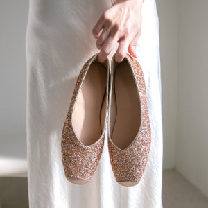 [분홍코끼리] 선샤인 글리터 골드 플랫(2cm) 44270