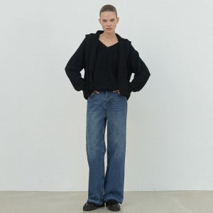 (Z-PT-5614)WARM LOOSE STRAIGHT DENIM PANTS