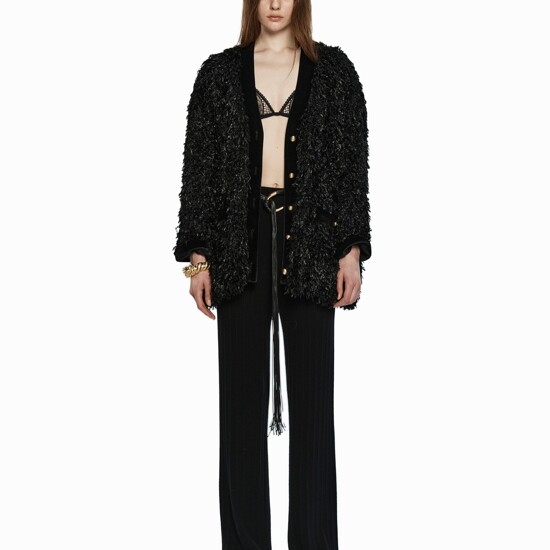 와이씨에이치 Fluffy Fur Long Cardigan Black (W24jk2031bk)