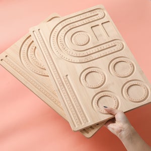 1개 나무 플록 비딩 트레이 장식용 보드 DIY 주얼리 팔찌 목걸이 나무 보드 디자인 대나무 비드 측정 도구