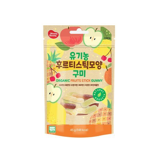 유기농 후르티스틱모양 구미 제품 이미지