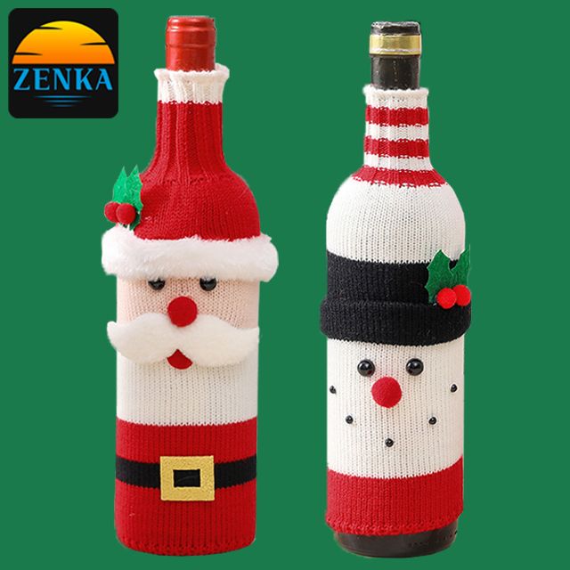 젠카 크리스마스 와인 커버 포토존 트리 데코 리스 눈사람 산타 할아버지 인형 니트형 모빌