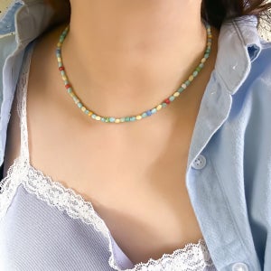 [아이디어스단독판매]실버925 청량한 바다 비즈 목걸이, 키치플럼