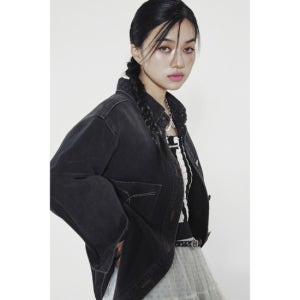 [럭키슈에뜨][LUCKY CHOUETTE][Holiday Edition] Ribbon-decorated Denim Shirts (Dark Grey)(LFPDS25020GYD)