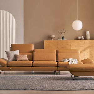 플로리안 4인 리프트업 전체 통가죽 소파