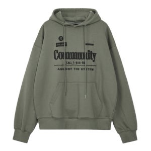 [레스트앤레크레이션] RR COMMUNITY OVERSIZED HOODIE - KHAKI RR233TP015KHF