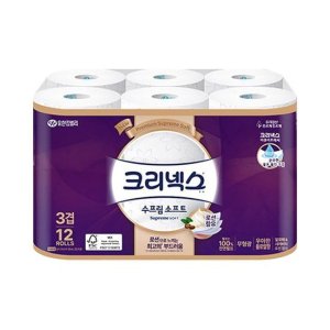 크리넥스 3겹 천연펄프 수프림소프트 화장지