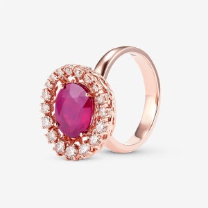 14k,18k 로사 다이아몬드 천연 루비 반지