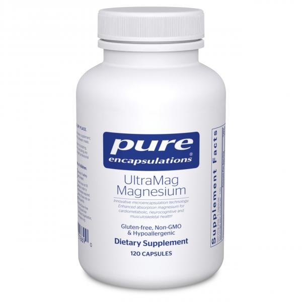 Pure Encapsulations UltraMag <b>마그네슘</b> - 우수한 흡수력 - 뼈 및 근육 지원 - 필수 미네랄 보충제 - 비건 및 비 GMO - 120 캡슐 Pure Enc