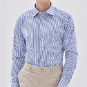 세미 로열블루 스트라이프 긴팔 셔츠