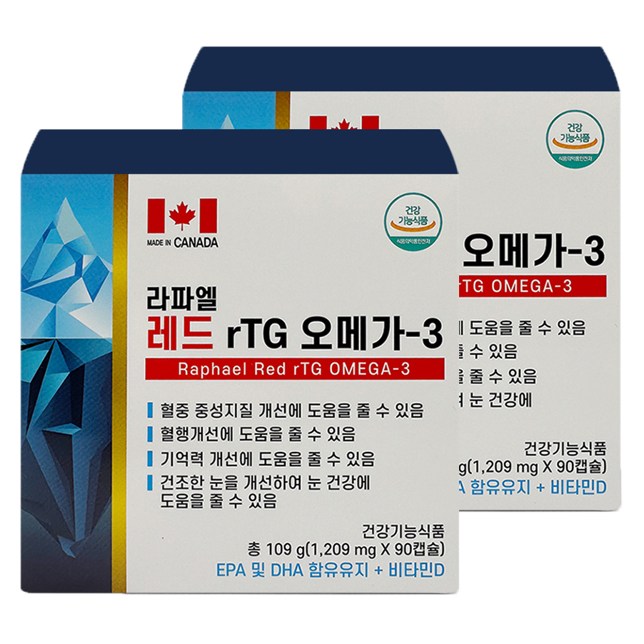 라파엘 <b>레드</b> rTG <b>오메가</b>3 109g 90정, 2개