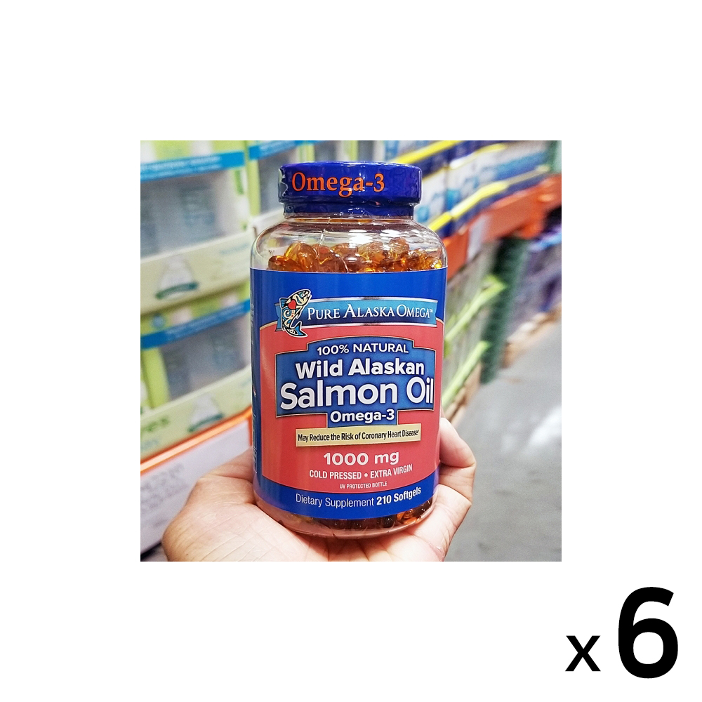 <b>퓨어 알래스카 오메가</b> 6개X  퓨어  알래스카  와일드  알래스카  연어유  1000mg  210gel