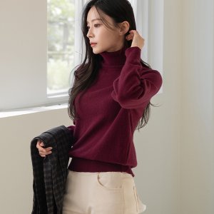 여성 여자 겨울 울 폴라 라쿤이너 니트 스웨터