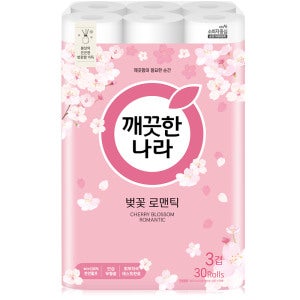 깨끗한나라 깨끗한나라 벚꽃 프리미엄 화장지 3겹 27m 30롤