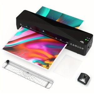A4 라미네이터 세트, 커터 & 코너 라운더 포함 - 9인치 핫 & 콜드 모드, 학교, 사무실 문서, 메뉴 및 편지 카드에 완벽