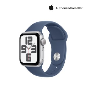Apple 애플워치 SE 2 GPS 40mm 실버 알루미늄, 데님 스포츠 밴드 (S/M) MXEC3KH/A
