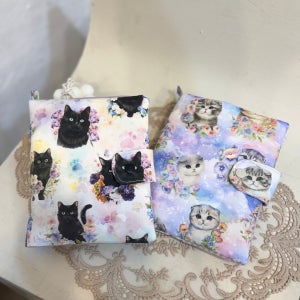 (2컬러) 보라빛 / 블랙 고양이 북커버, 다이어리커버, 위아프런