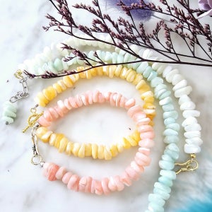 🐚팬시 파스텔 자개칩&냥이참 팔찌 목걸이, 아비엥또