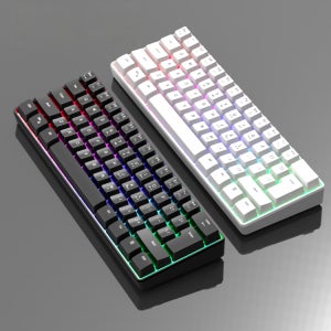 RGB 게임 USB 빛나는 키보드, 미니 60% 컴퓨터 키보드 축소 61 키 데스크탑 컴퓨터 노트북